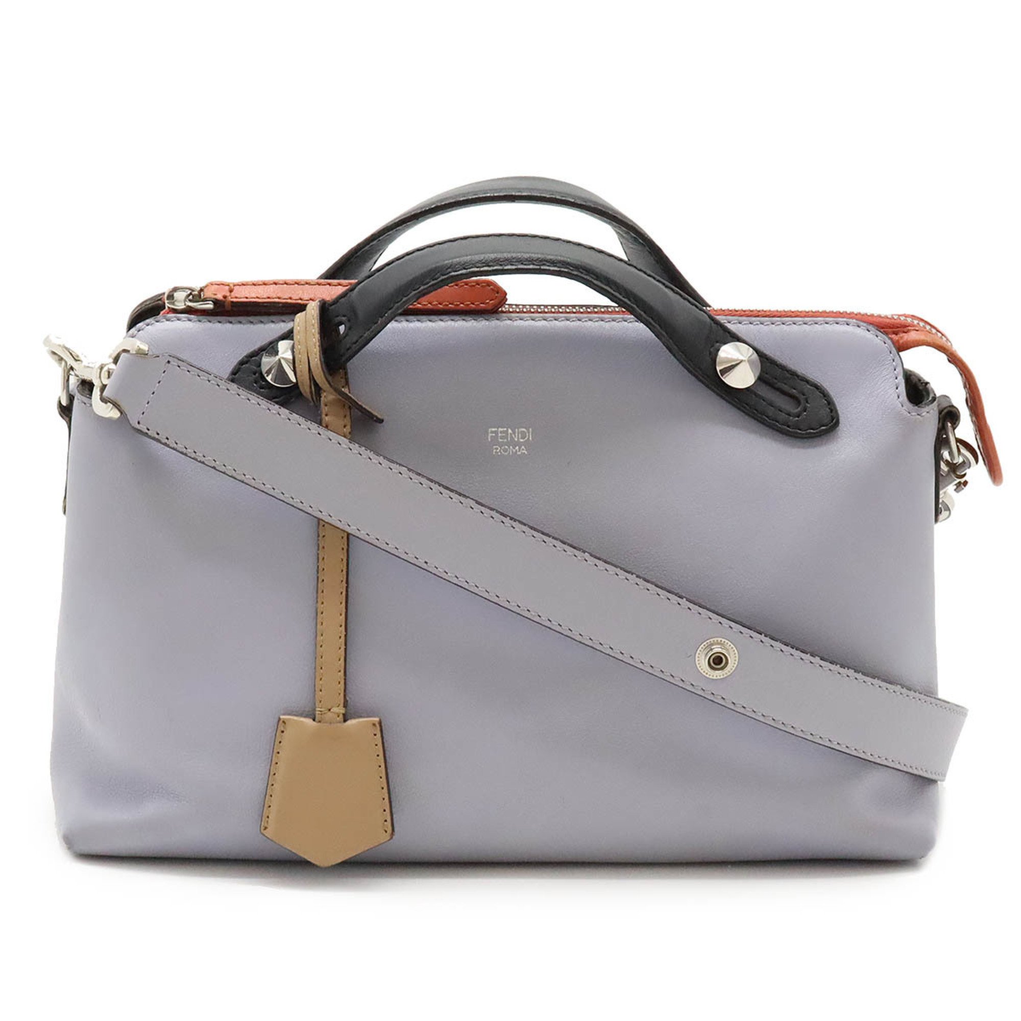 FENDI BY THE WAY Medium Handbag Shoulder Bag Leather Light Blue Gray Black Salmon Red 8BL124 ()