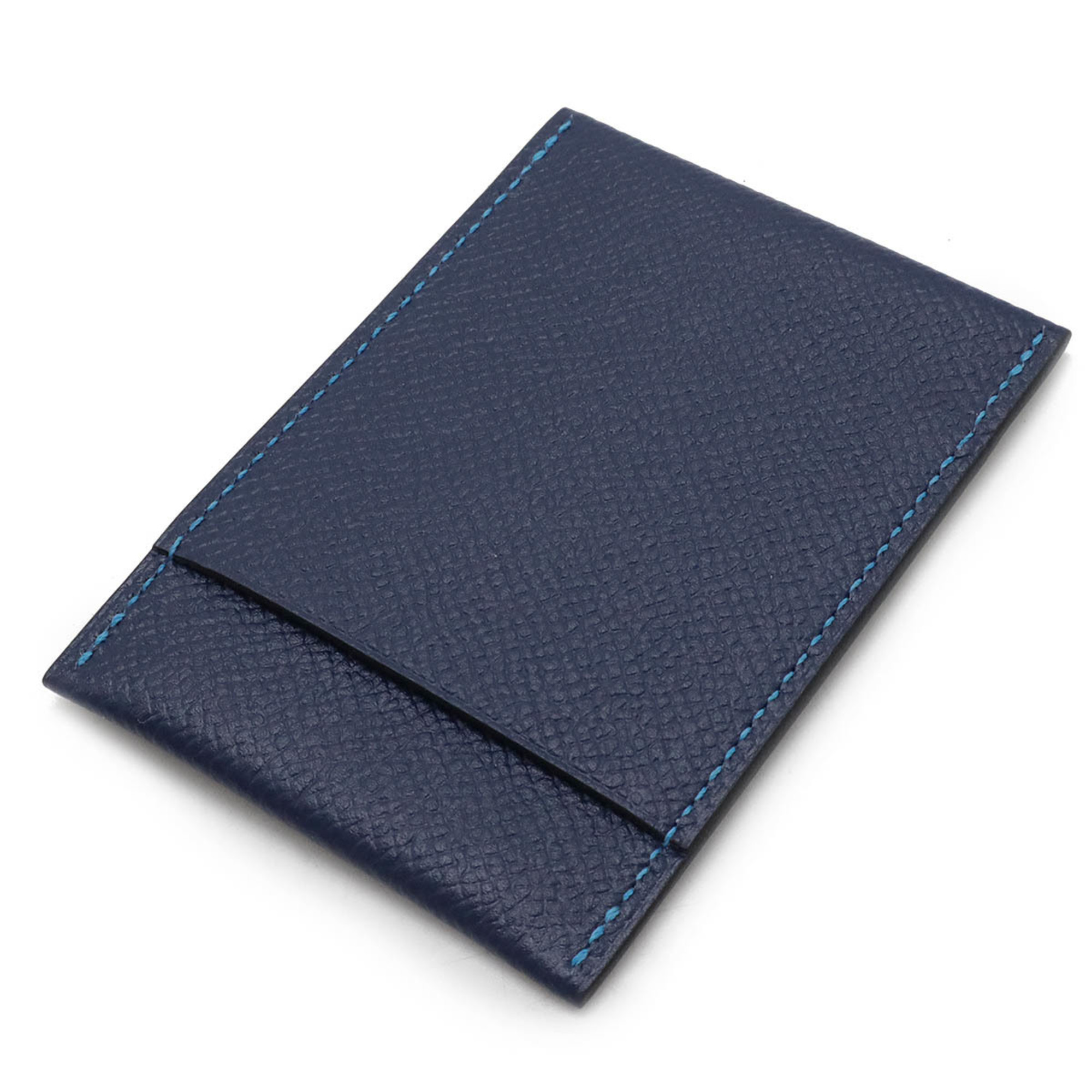 HERMES MC2 Gama Card Case, Business Holder, Pass Epsom Leather, Blue, A Stamp