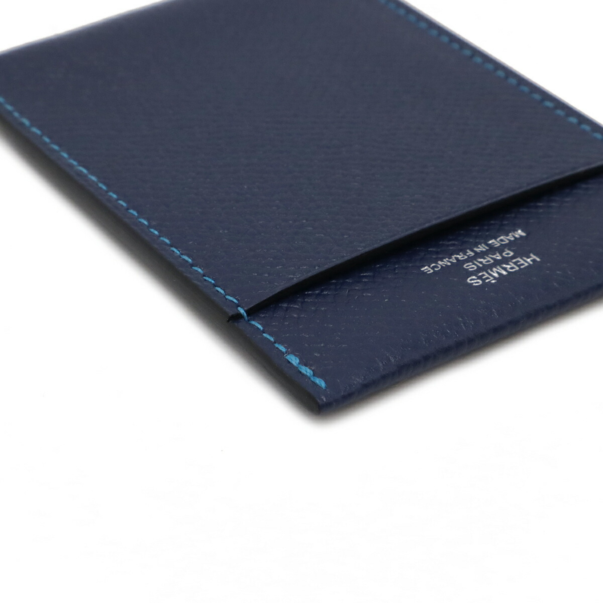 HERMES MC2 Gama Card Case, Business Holder, Pass Epsom Leather, Blue, A Stamp