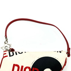 Christian Dior Dior BO A 0034 Saddle Bag Handbag Record Motif Multicolor Canvas Leather Women's