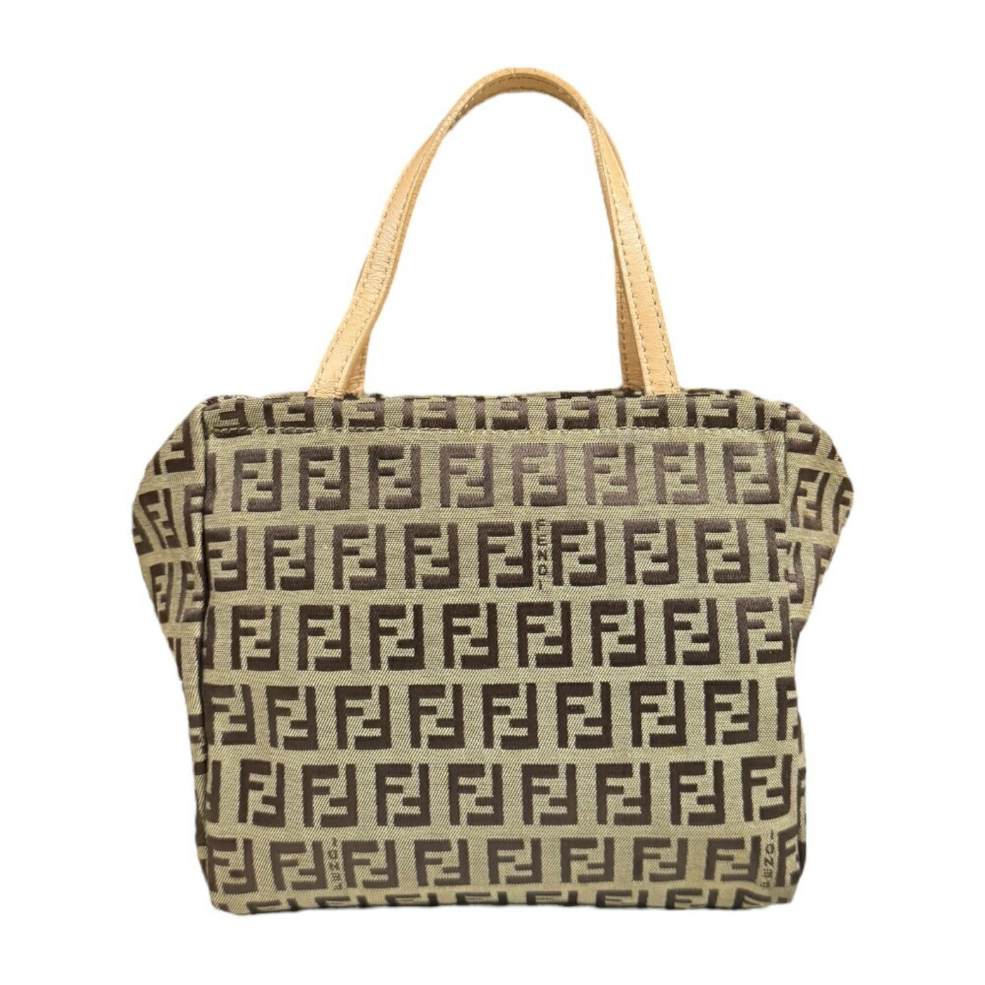 FENDI Zucchino Handbag Canvas 2415 8N000-028 Beige Women's