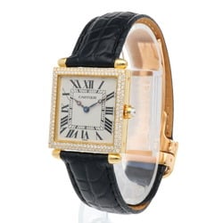 Cartier Tank Obbe Wristwatch 18K 1630 Quartz Unisex CARTIER Diamond Bezel Manufacturer Overhauled