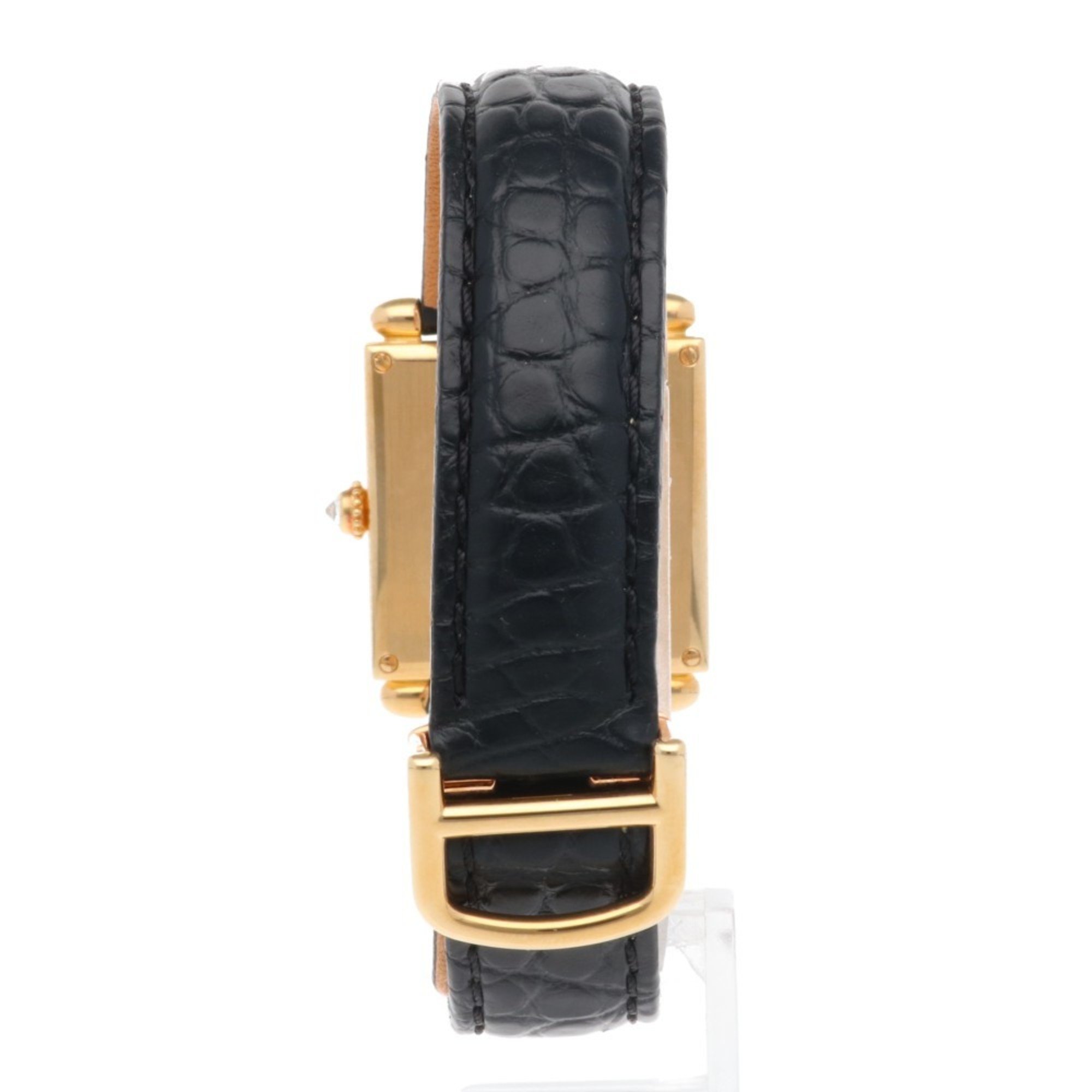 Cartier Tank Obbe Wristwatch 18K 1630 Quartz Unisex CARTIER Diamond Bezel Manufacturer Overhauled