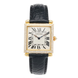 Cartier Tank Obbe Wristwatch 18K 1630 Quartz Unisex CARTIER Diamond Bezel Manufacturer Overhauled