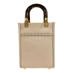 FENDI Sunshine Shopper Shoulder Bag Leather 8BS051 ABVL Beige Women's