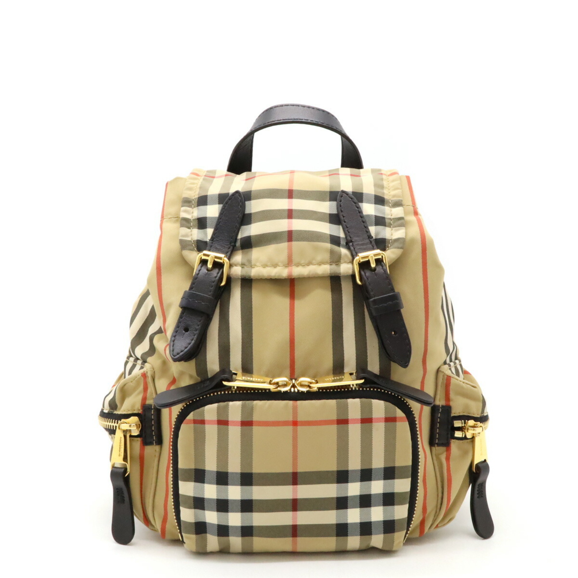 BURBERRY Nova Check Backpack Nylon Leather Beige Black 8032709