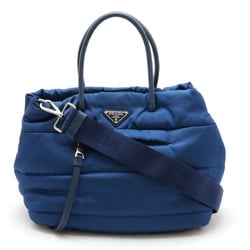 PRADA Bomber handbag, tote bag, shoulder nylon, leather, blue, BN2771