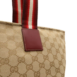 GUCCI GG Canvas Leather Mother's Bag Tote Large Shoulder Khaki Beige Red 155524