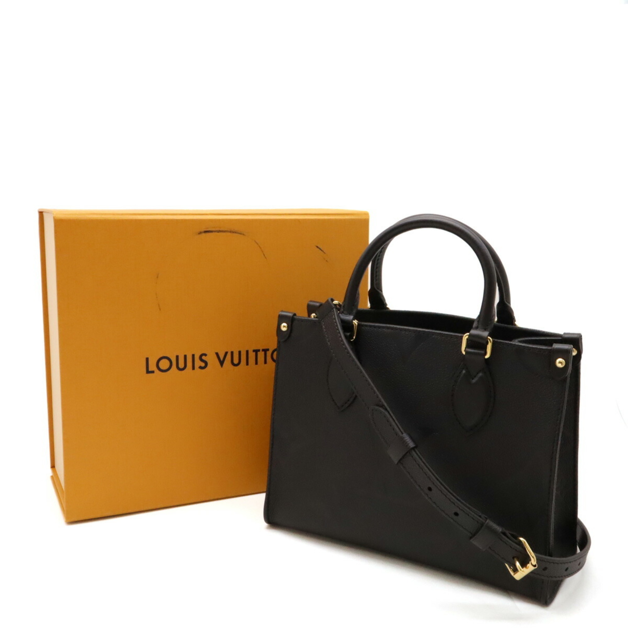 LOUIS VUITTON Louis Vuitton Monogram Empreinte On the Go PM Handbag Shoulder Bag Noir Black M45653