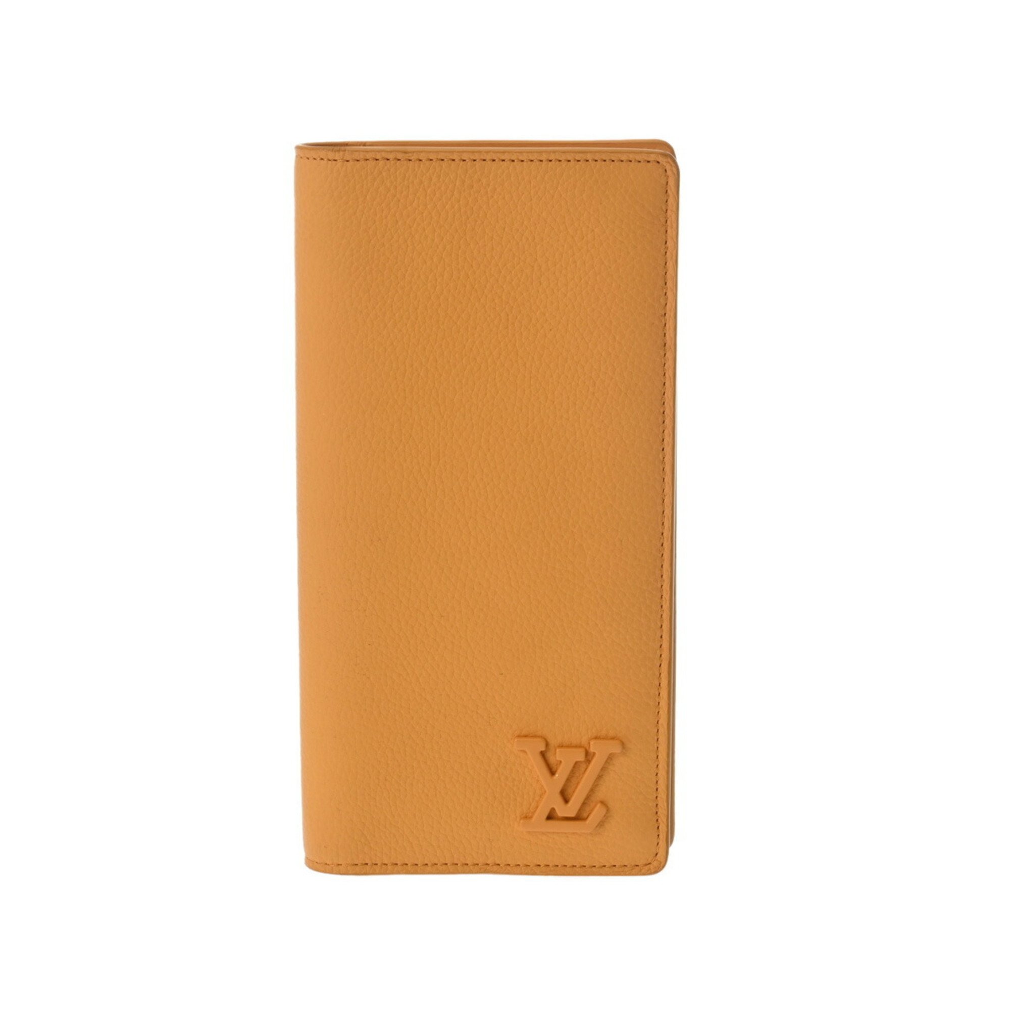 LOUIS VUITTON Aerogram Portefeuille Brazza NM Saffron Men's Leather Long Wallet