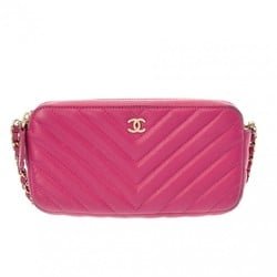 CHANEL Chanel Matelasse V-Stitch Chain Shoulder Pink Women's Lambskin Bag