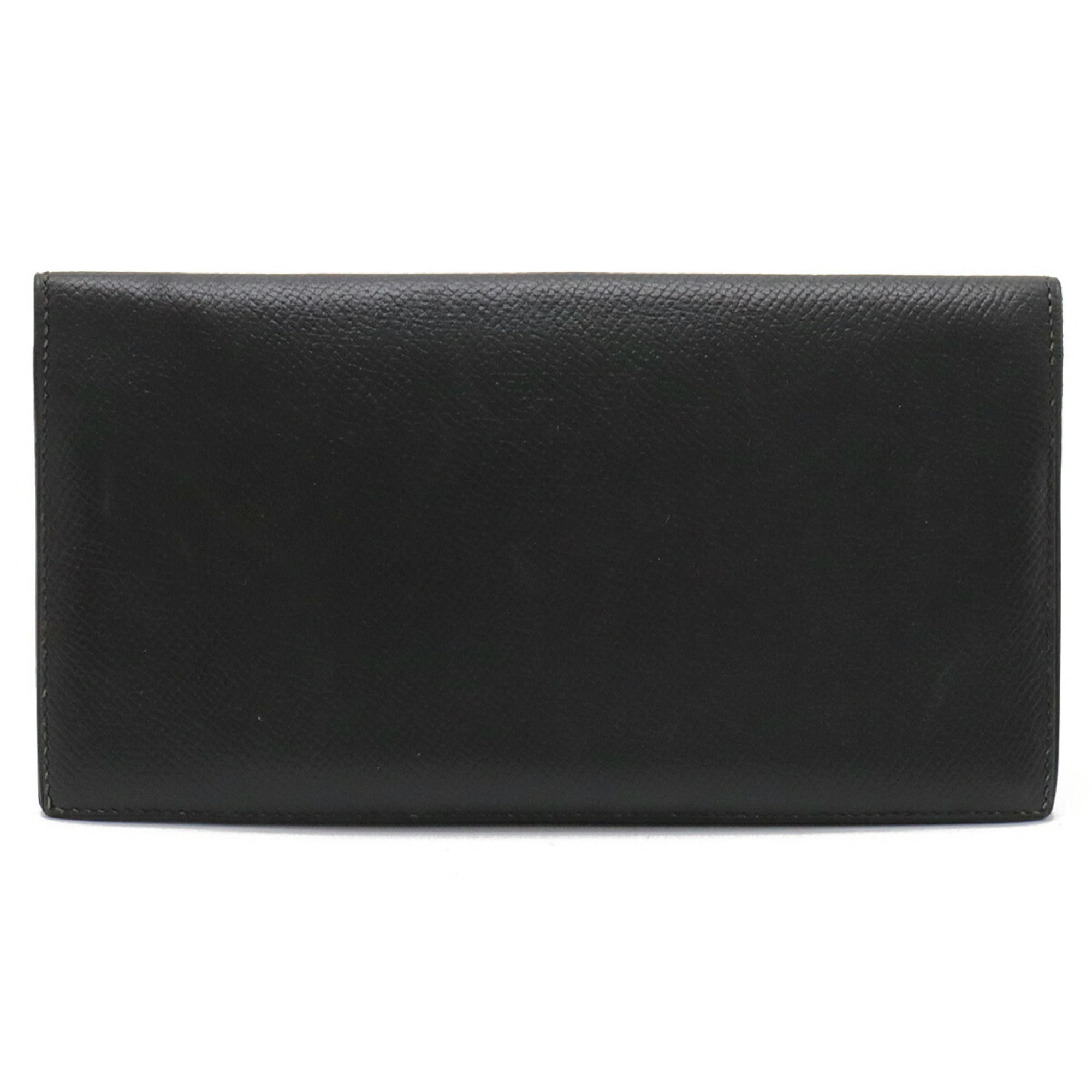 HERMES Osaka Long Billfold Bi-Fold Wallet Cushvel Leather Black