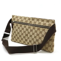 GUCCI GG canvas body bag, waist pouch, hip leather, khaki beige, dark brown, brown 28566