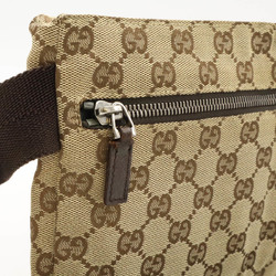 GUCCI GG canvas body bag, waist pouch, hip leather, khaki beige, dark brown, brown 28566