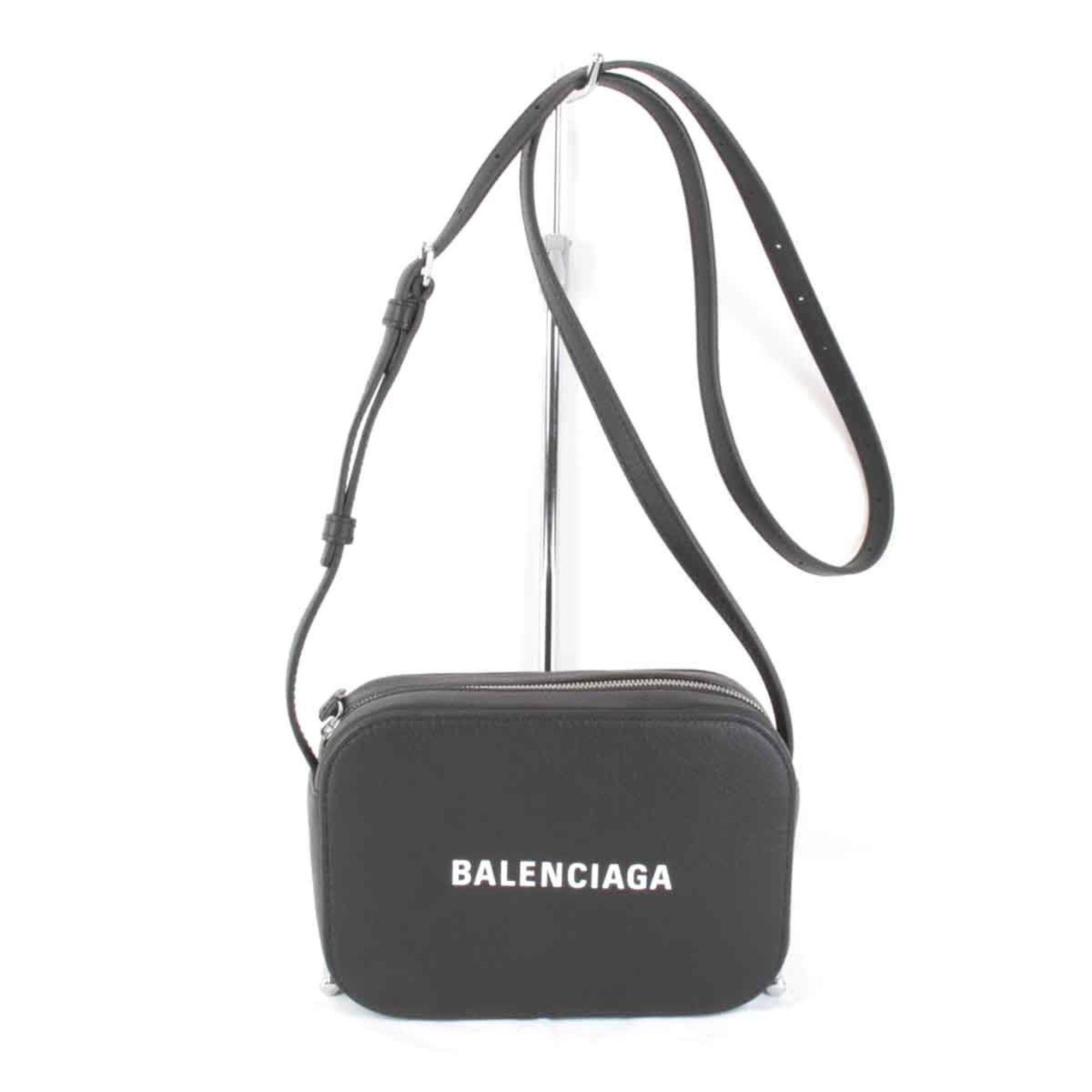 BALENCIAGA Camera Shoulder Bag Leather Black Women's