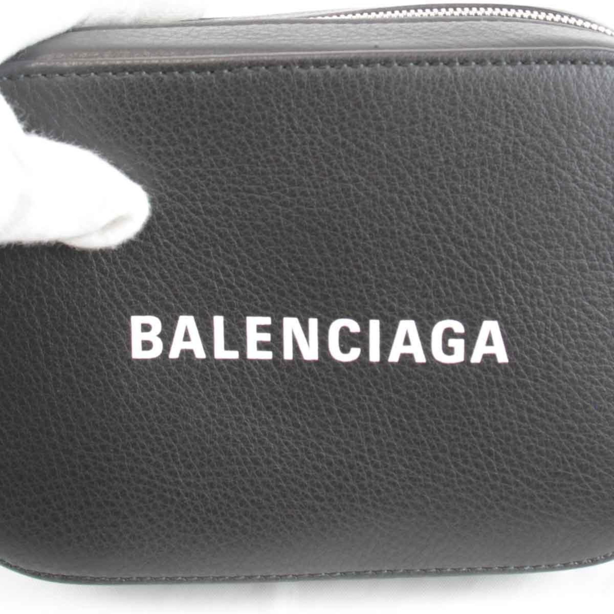 BALENCIAGA Camera Shoulder Bag Leather Black Women's