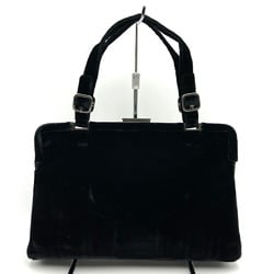 PRADA B7641 Handbag Velour Black Velvet Women's