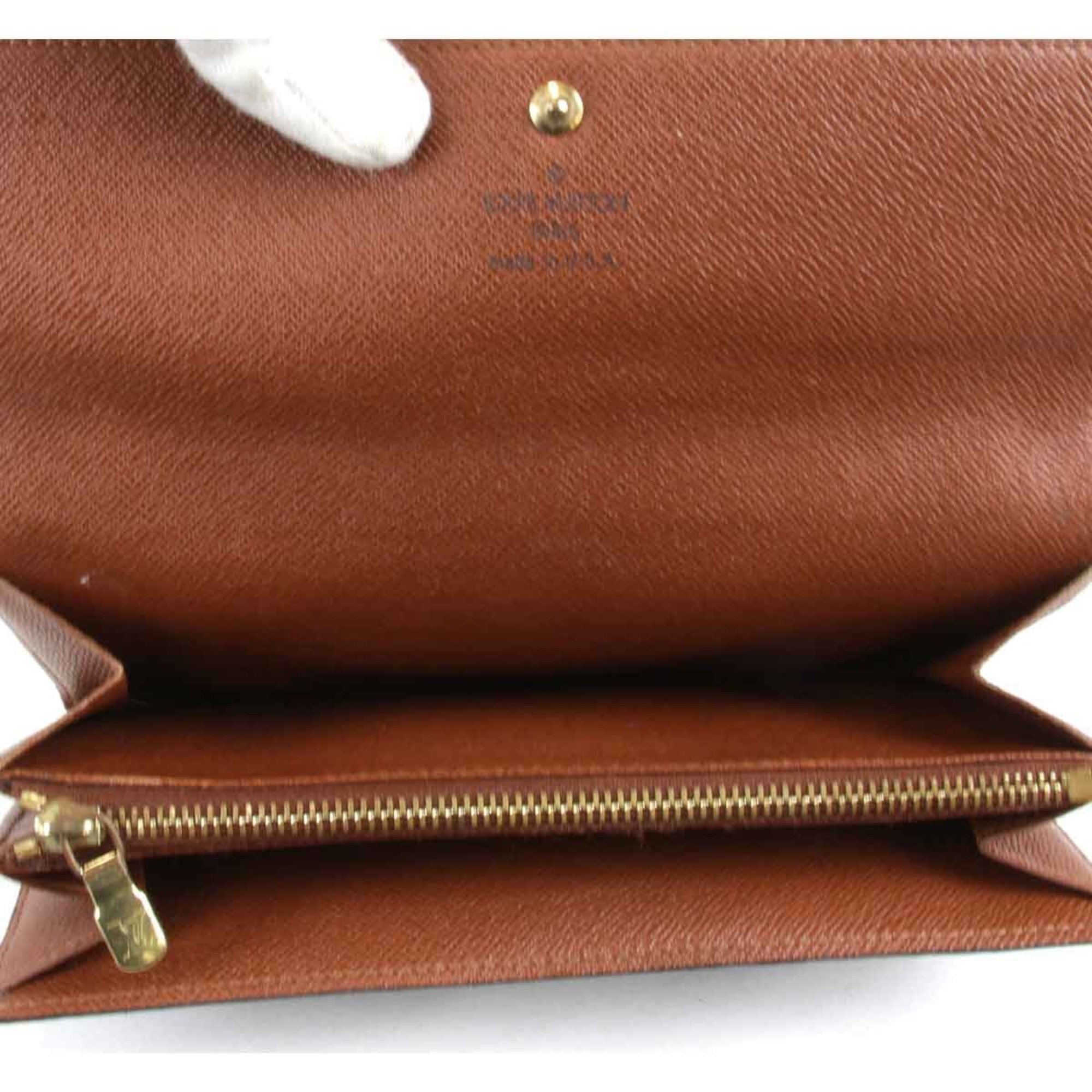 LOUIS VUITTON Louis Vuitton Portemonne Credit M61725 Long Wallet Monogram Canvas Brown Women's