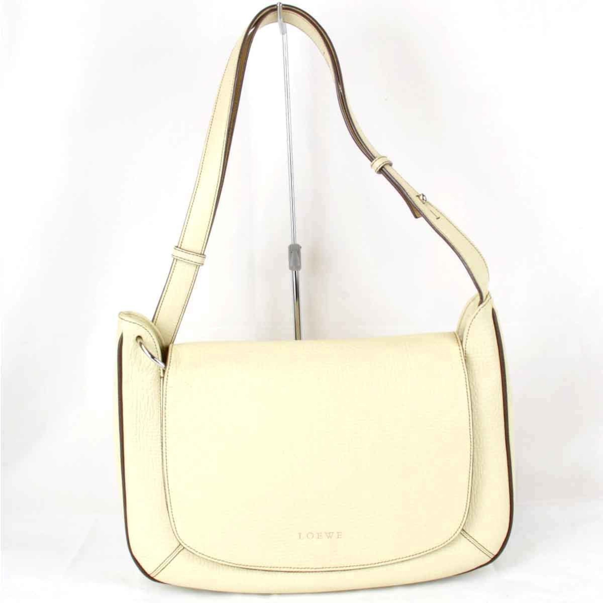 LOEWE Shoulder Bag Leather Cream Women's