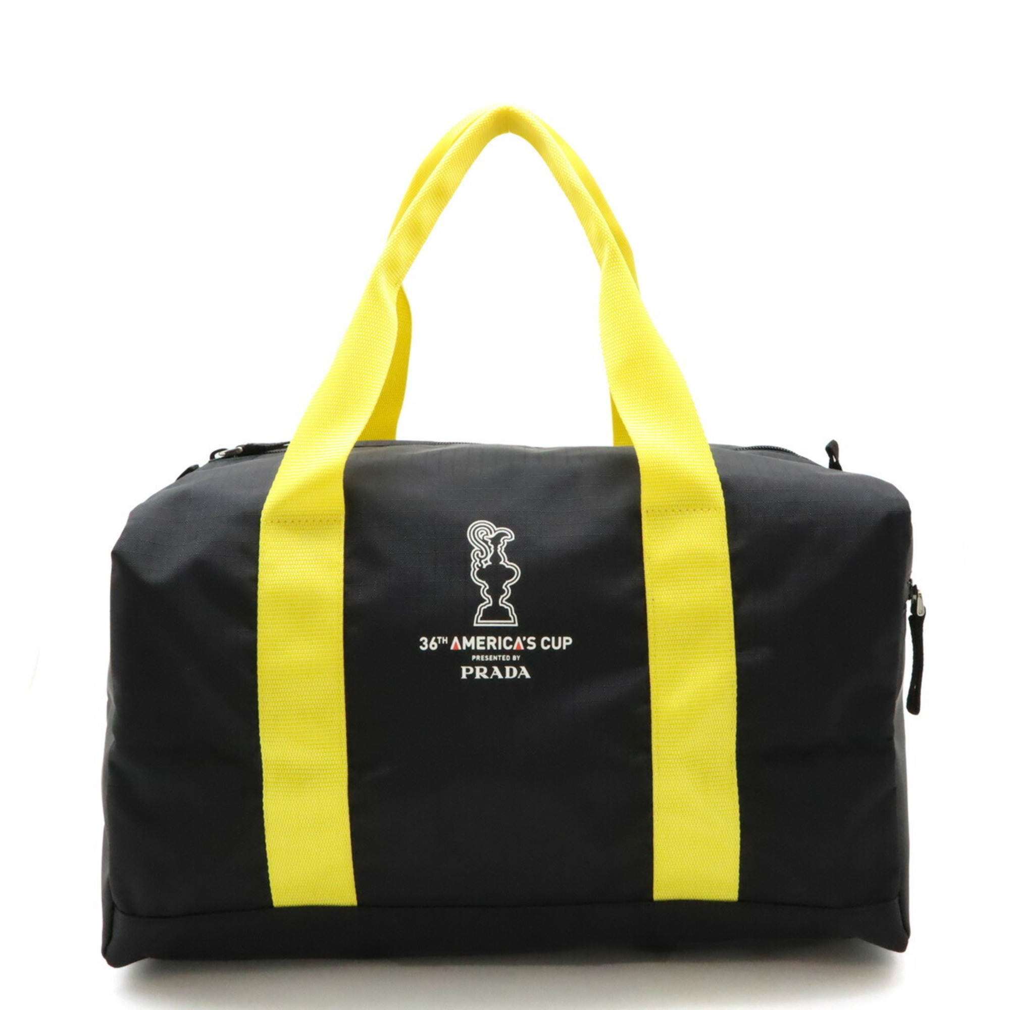 PRADA Luna Rossa Boston Bag Travel Handbag America's Cup Nylon NERO Black GIALLO Yellow AVC002