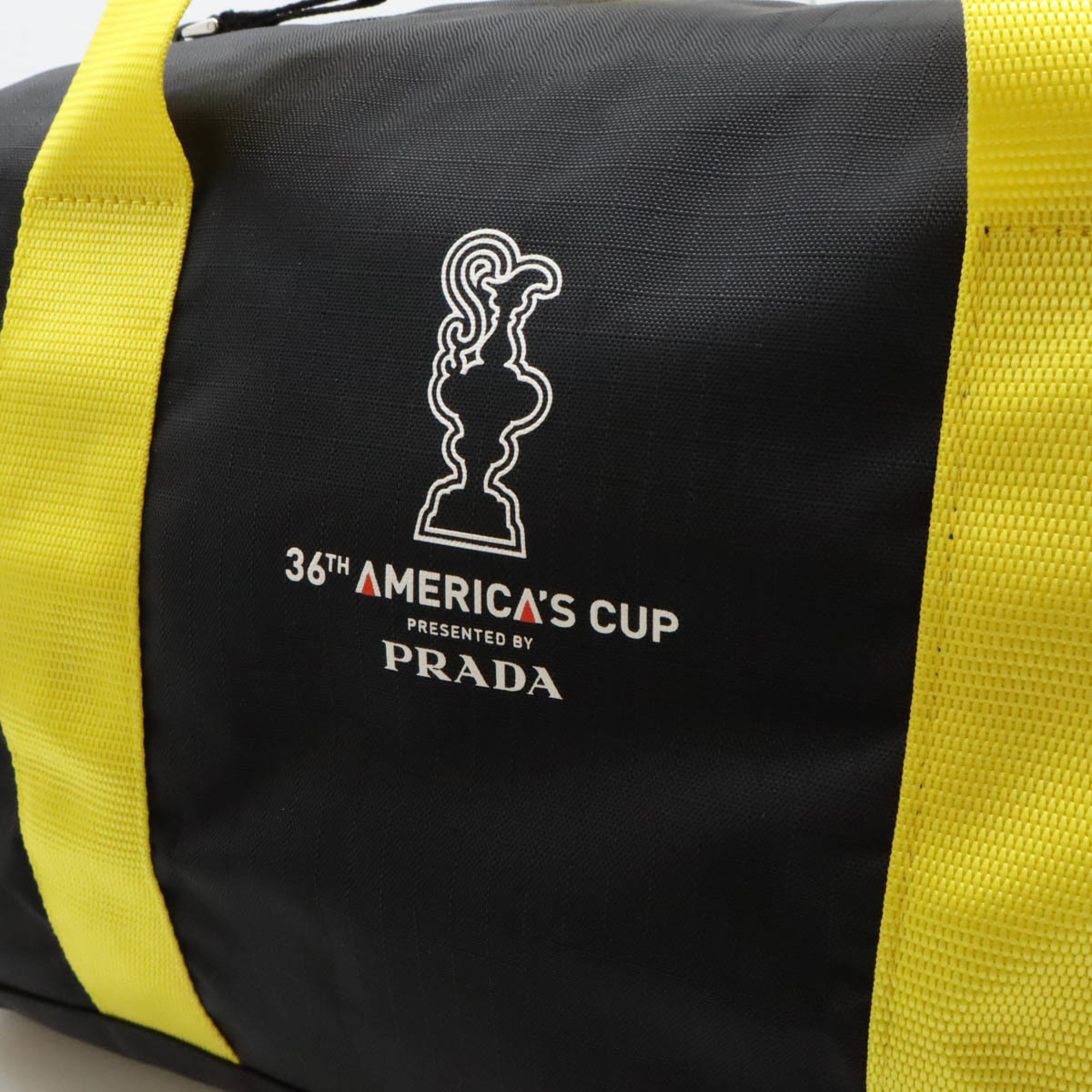 PRADA Luna Rossa Boston Bag Travel Handbag America's Cup Nylon NERO Black GIALLO Yellow AVC002