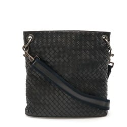 BOTTEGA VENETA Bottega Veneta Intrecciato Shoulder Bag Leather Black Navy 172736