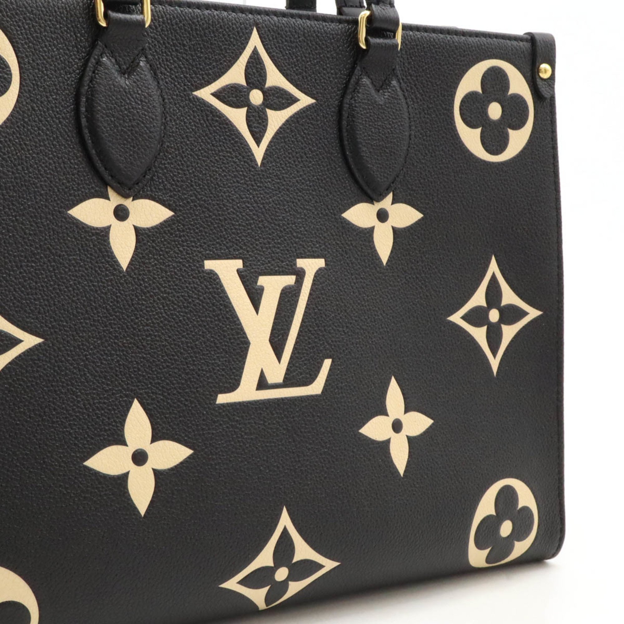 LOUIS VUITTON Louis Vuitton Monogram Empreinte On the Go MM Tote Bag Handbag Shoulder Black Beige M45495