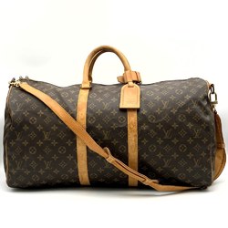 LOUIS VUITTON Louis Vuitton M41414 Keepall Bandouliere 55 Boston Bag Monogram Canvas Brown Women's