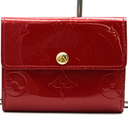 LOUIS VUITTON M91978 Ludlow Monogram Vernis Wallet Coin Case Red Enamel Women's