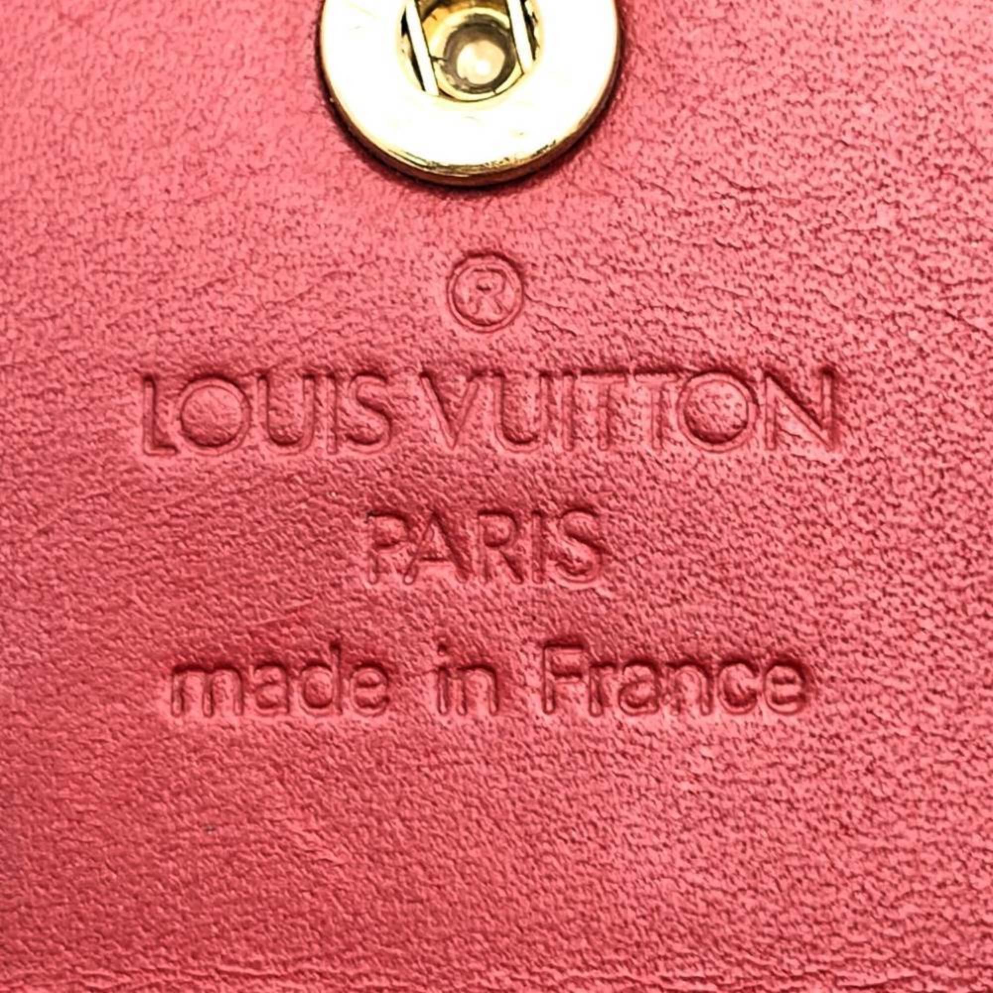 LOUIS VUITTON M91978 Ludlow Monogram Vernis Wallet Coin Case Red Enamel Women's