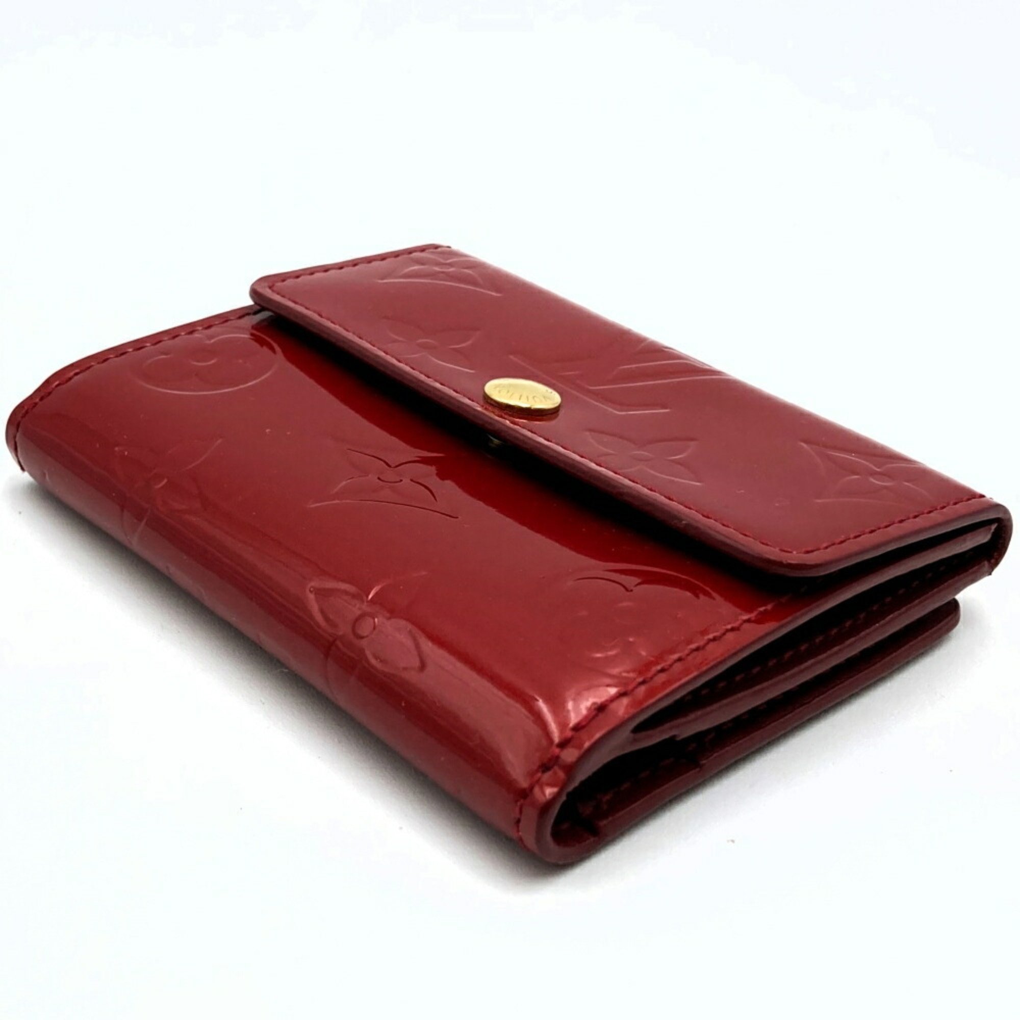 LOUIS VUITTON M91978 Ludlow Monogram Vernis Wallet Coin Case Red Enamel Women's