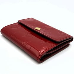 LOUIS VUITTON M91978 Ludlow Monogram Vernis Wallet Coin Case Red Enamel Women's