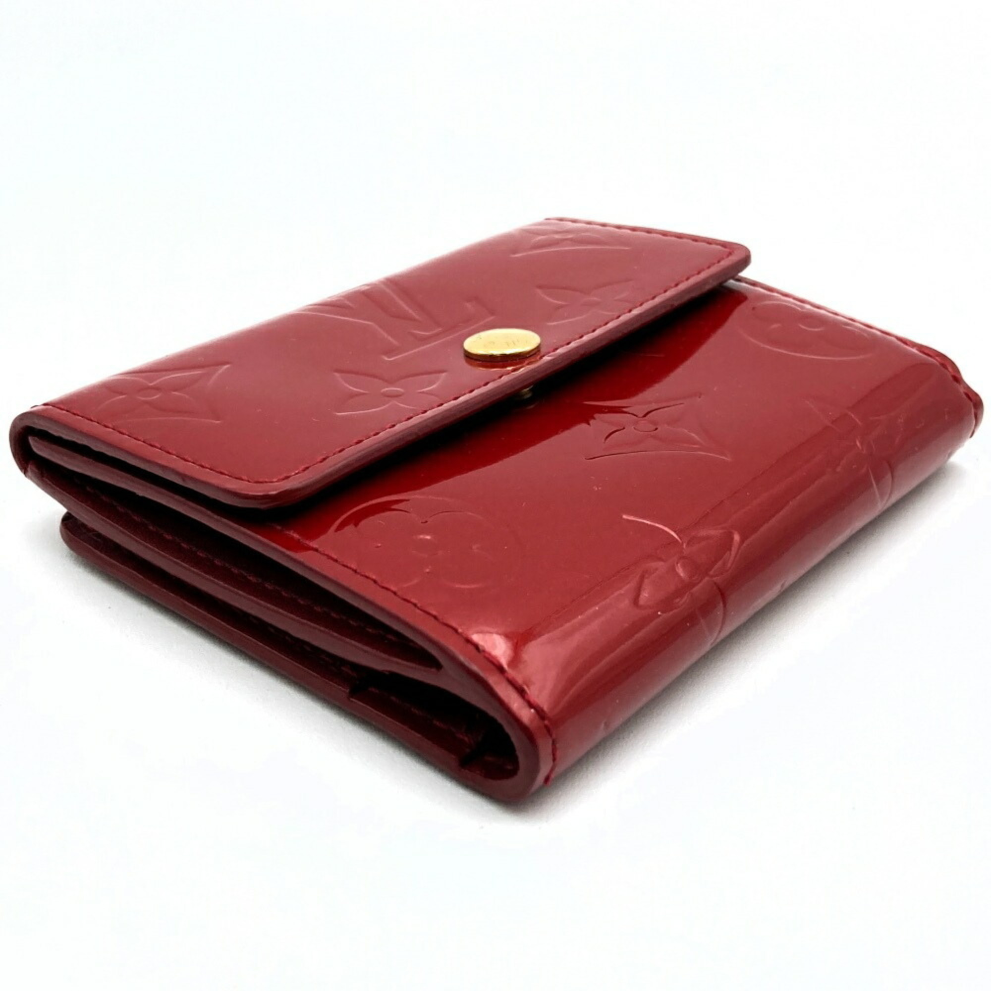 LOUIS VUITTON M91978 Ludlow Monogram Vernis Wallet Coin Case Red Enamel Women's