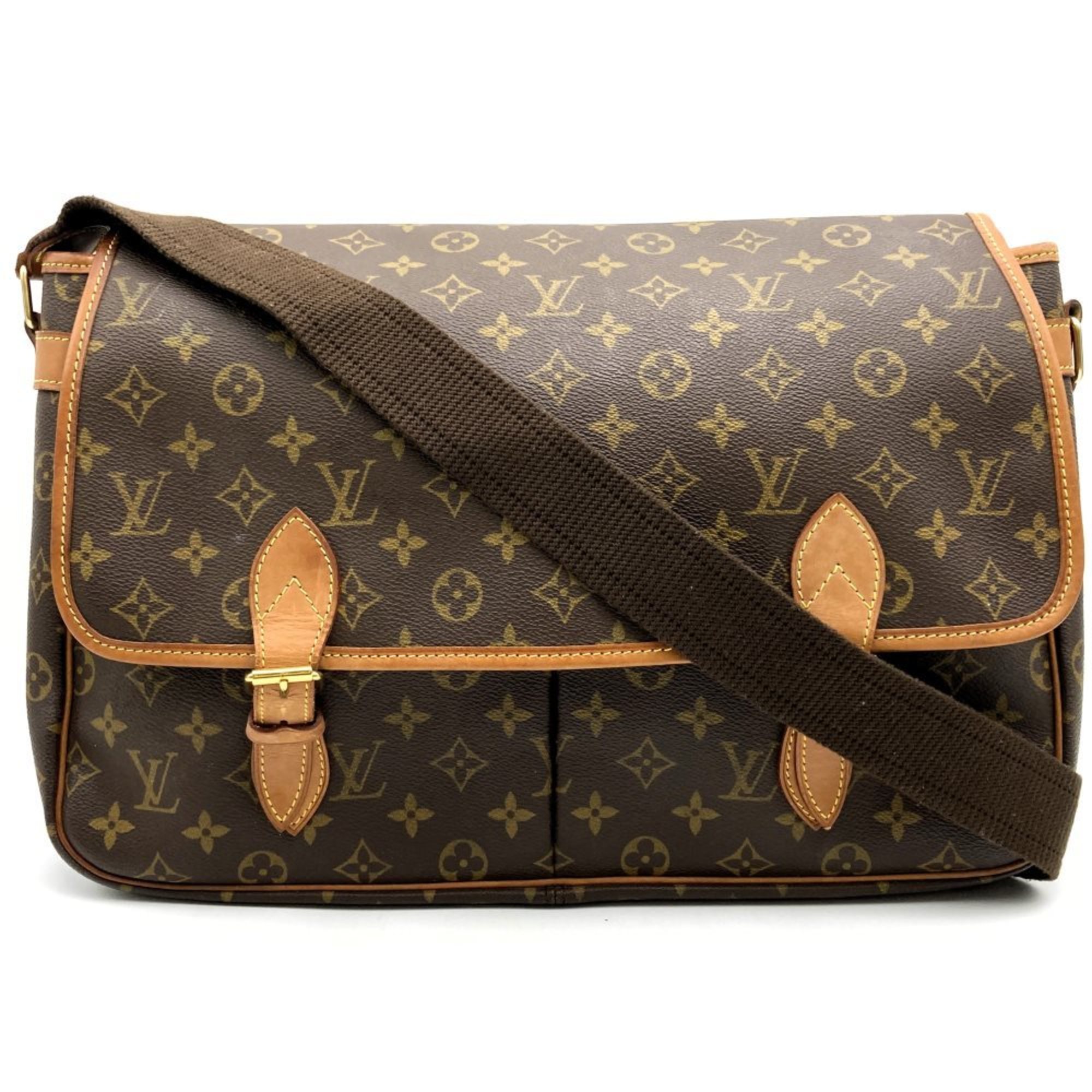 LOUIS VUITTON M42249 Gibessier GM Shoulder Bag Brown Monogram Canvas Men's Women's