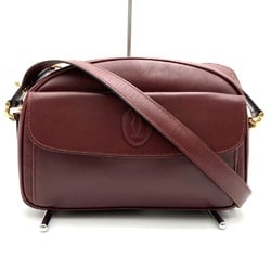 CARTIER Must Line Shoulder Bag Wine Red Leather Women's