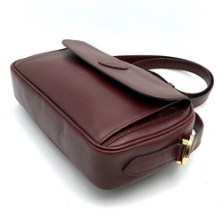 CARTIER Must Line Shoulder Bag Wine Red Leather Women's