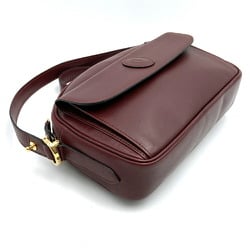 CARTIER Must Line Shoulder Bag Wine Red Leather Women's