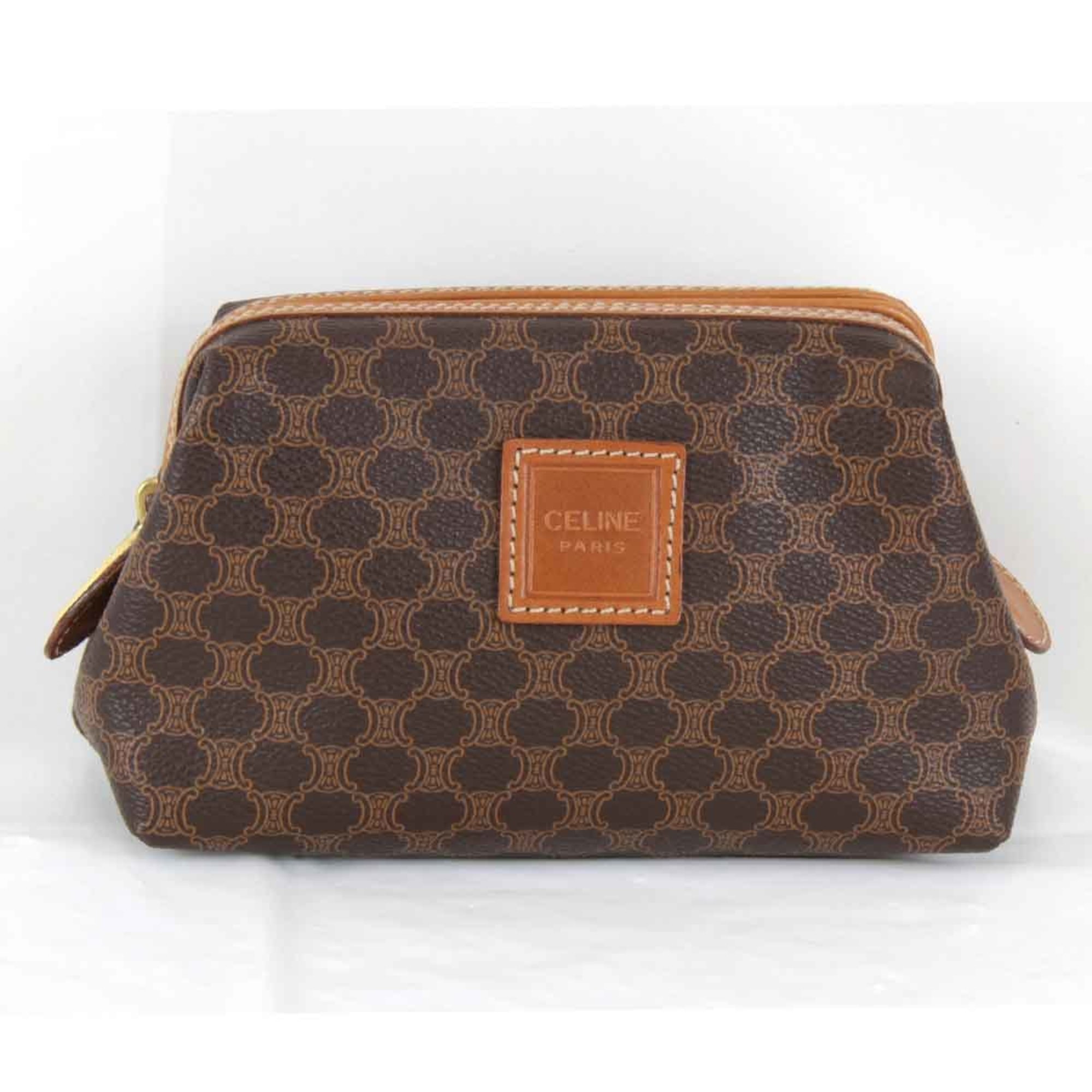 CELINE Macadam Pattern Pouch Brown Women's