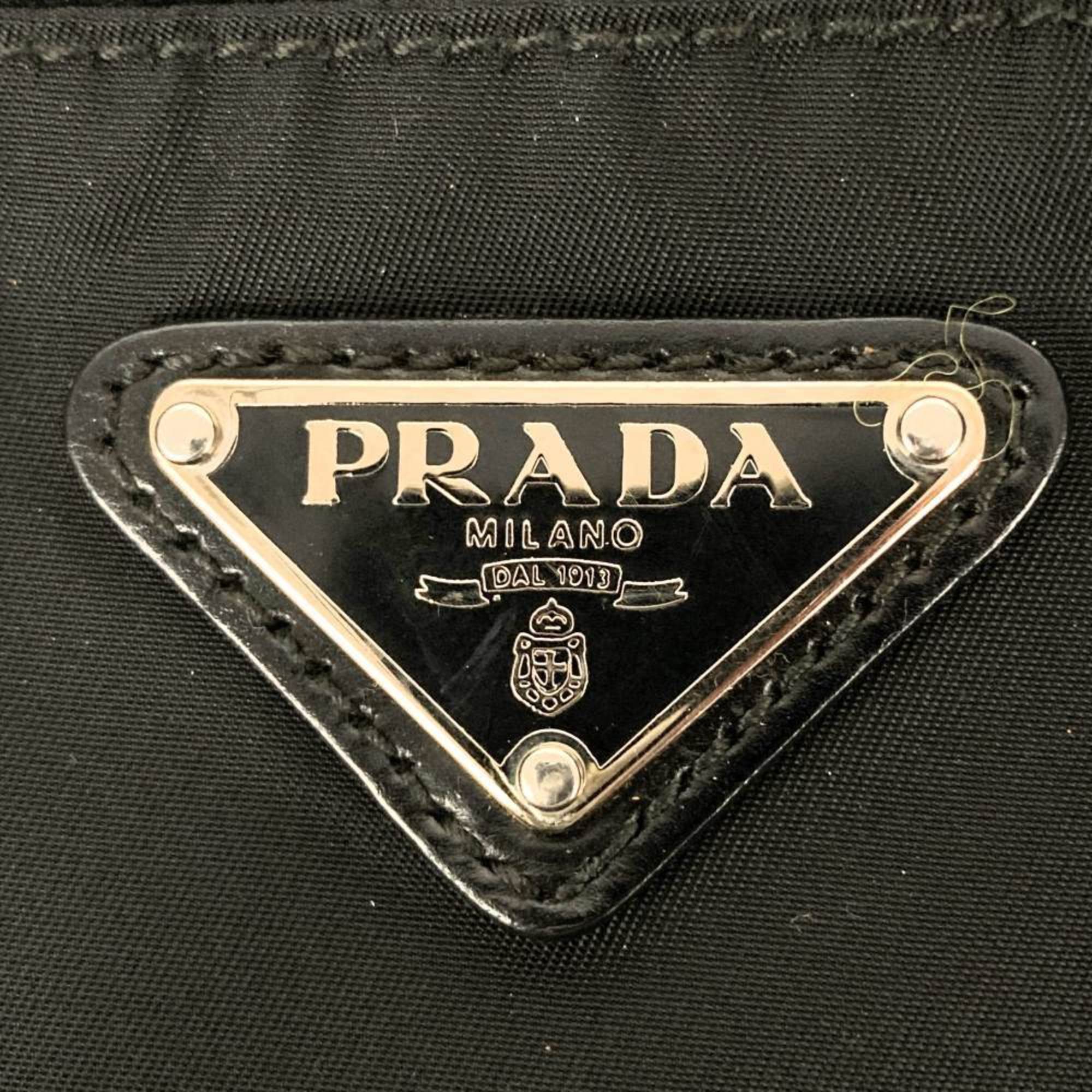 PRADA Prada Shoulder Bag Nylon Black Triangle Plate Women's