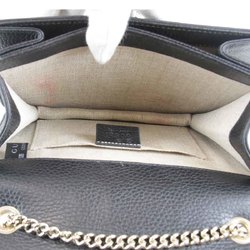 GUCCI Interlocking G Chain 510304 493075 Shoulder Bag Leather Black Women's