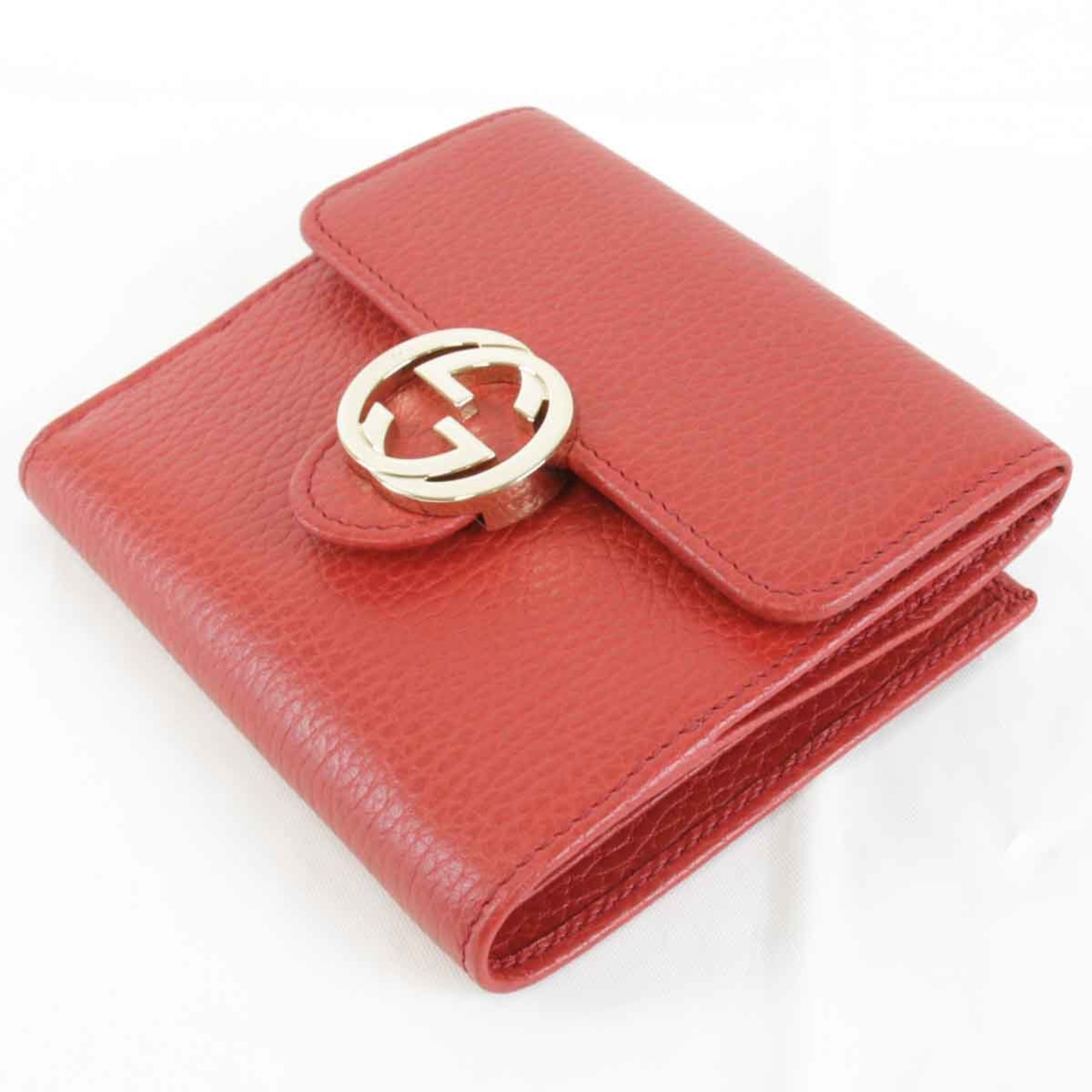 GUCCI Gucci Interlocking G 615525・2184 Bi-fold wallet Leather Red Women's