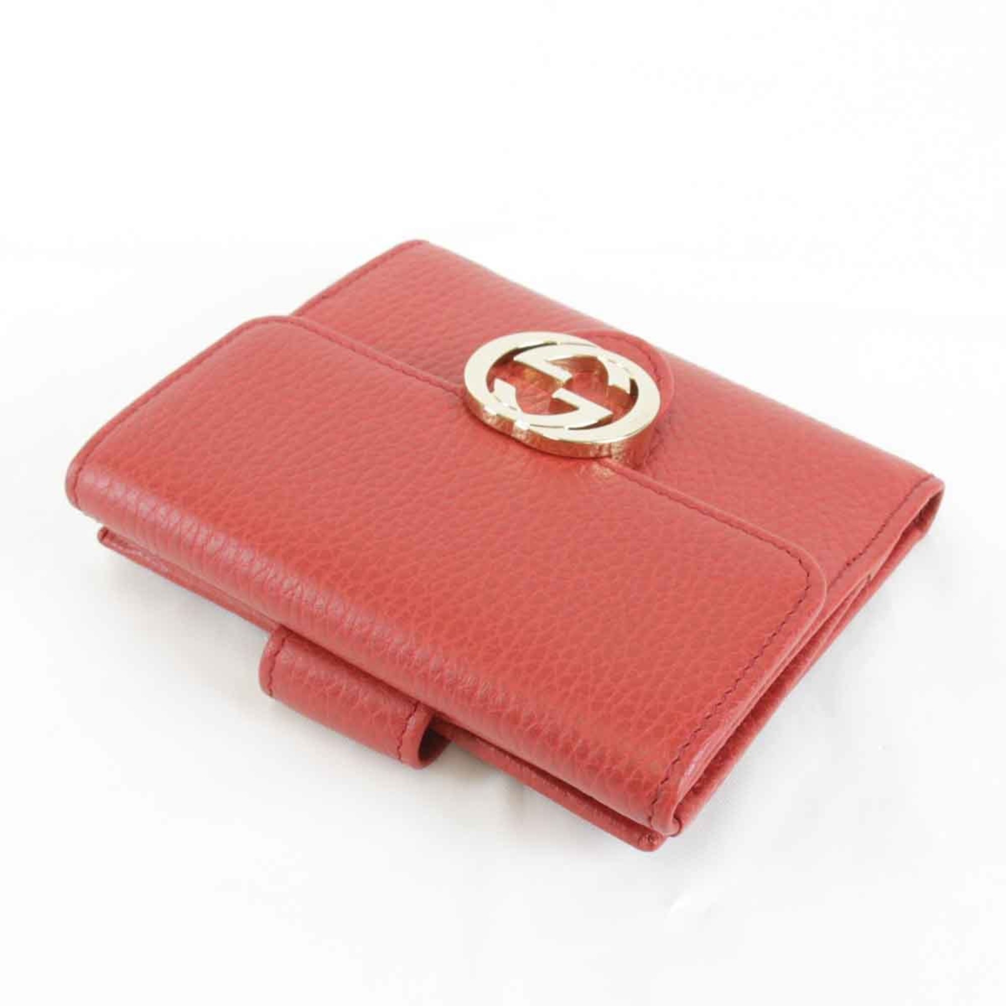 GUCCI Gucci Interlocking G 615525・2184 Bi-fold wallet Leather Red Women's