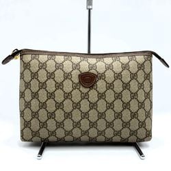 GUCCI 014 115 Clutch Bag Old Gucci GG Supreme Canvas/Leather Brown Women's