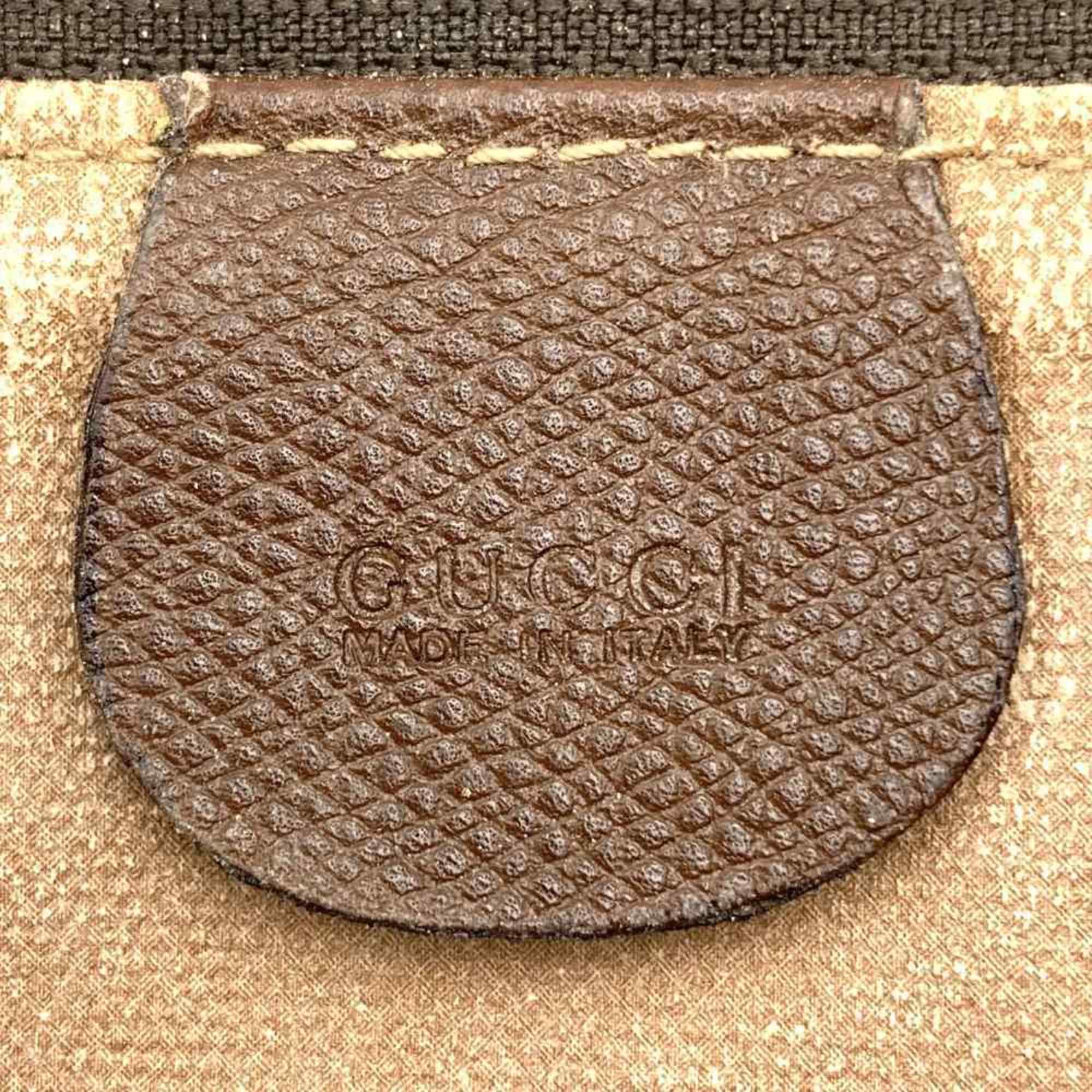 GUCCI 014 115 Clutch Bag Old Gucci GG Supreme Canvas/Leather Brown Women's