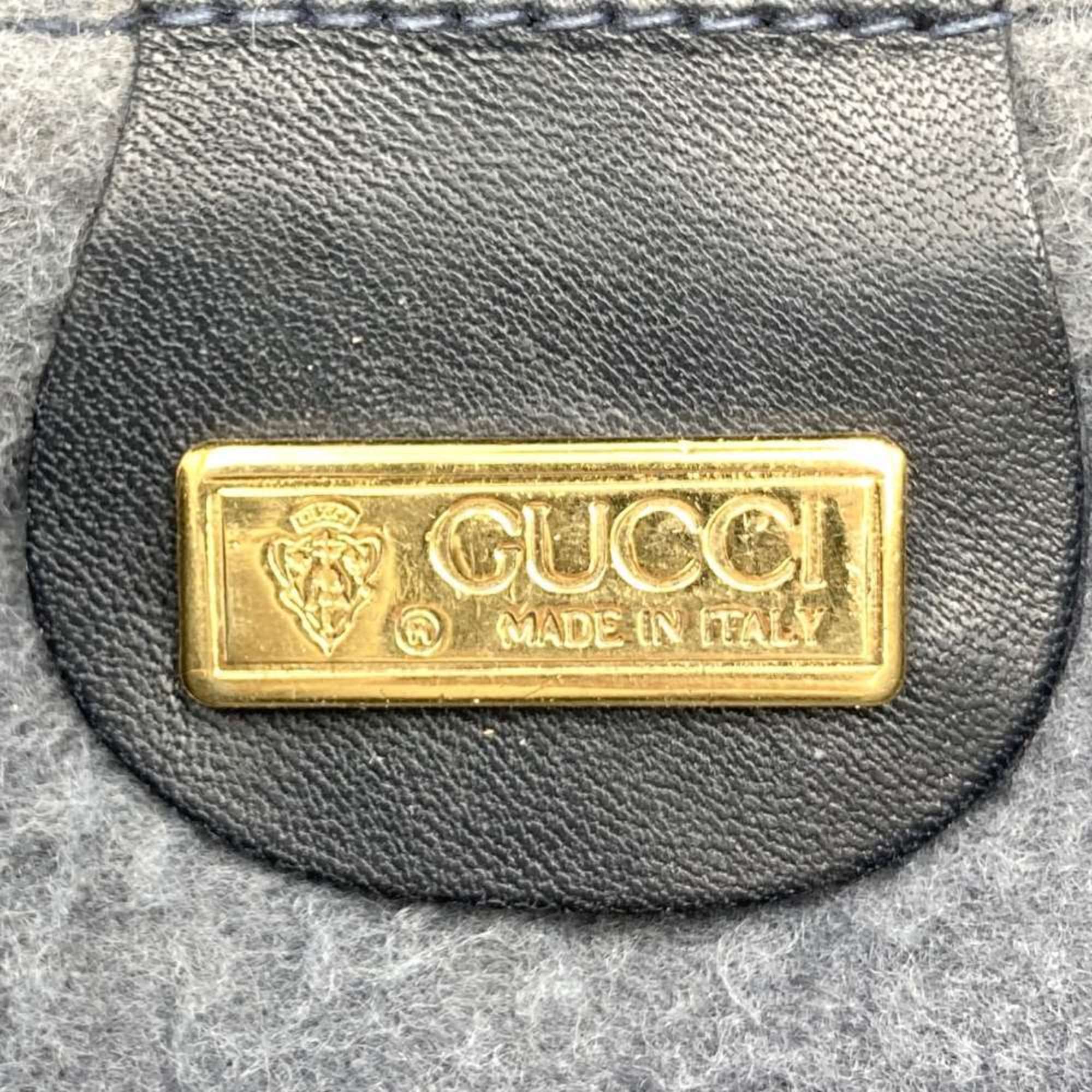 GUCCI 004 89 Clutch Bag Micro GG Old Gucci Crest Emblem Supreme Canvas/Leather Gray Black Women's