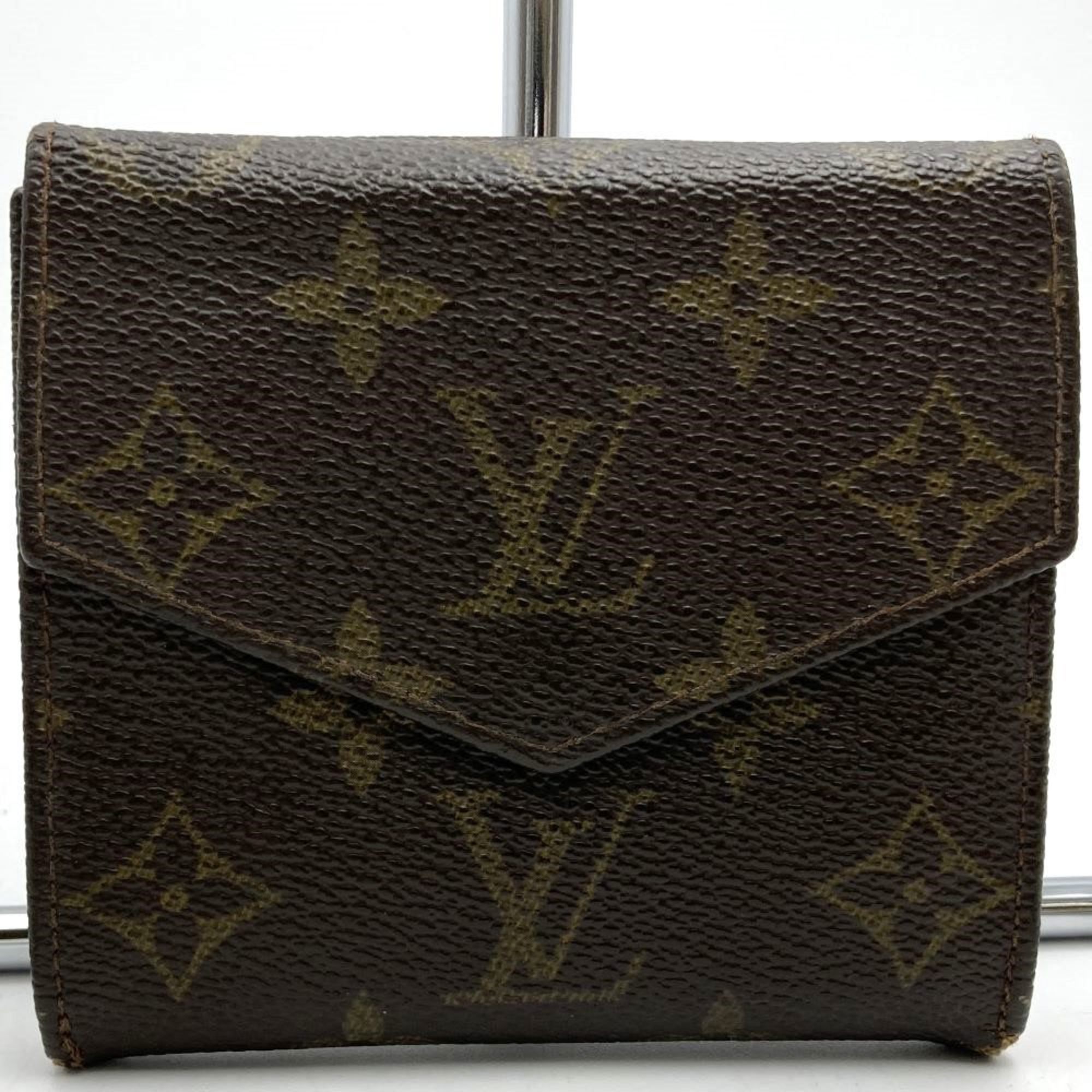 LOUIS VUITTON M61660 Porte Monnaie Carte Credit Bi-fold Wallet Compact W Monogram Canvas Brown Women's