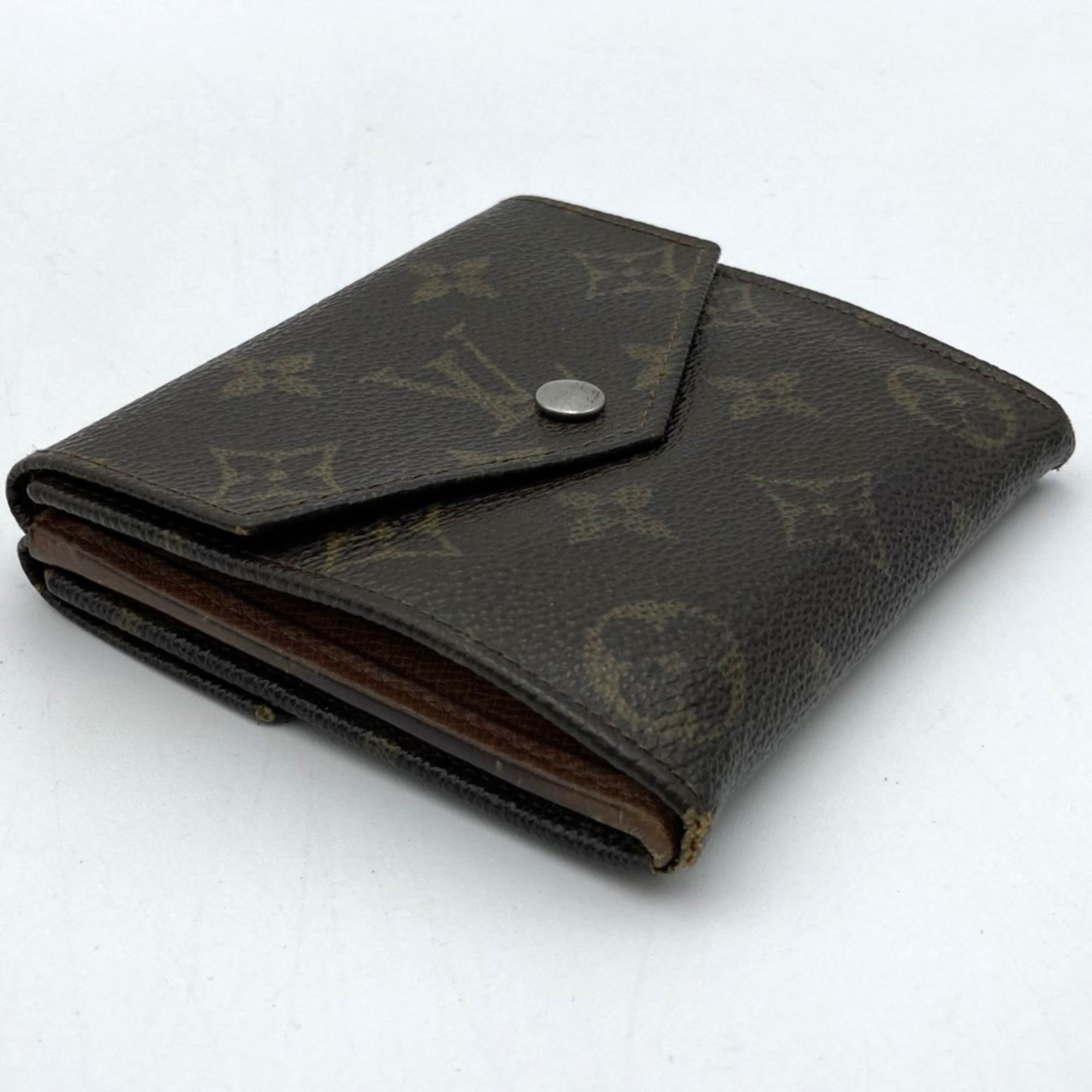 LOUIS VUITTON M61660 Porte Monnaie Carte Credit Bi-fold Wallet Compact W Monogram Canvas Brown Women's