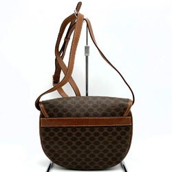 CELINE Shoulder bag Macadam pattern / Leather Brown Women's