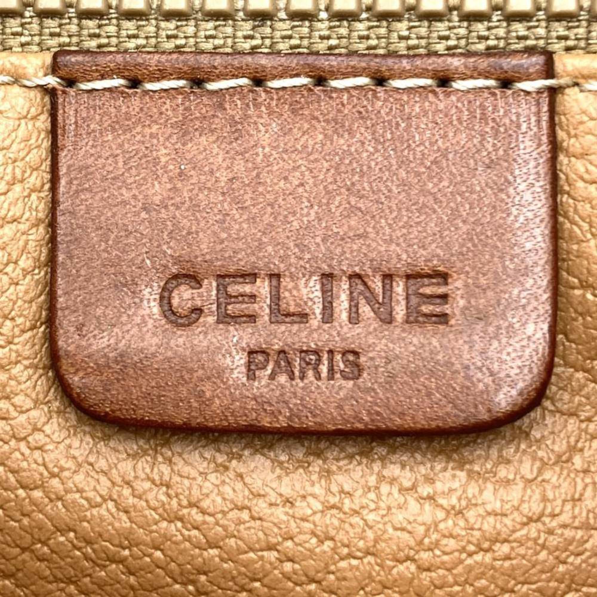 CELINE Shoulder bag Macadam pattern / Leather Brown Women's