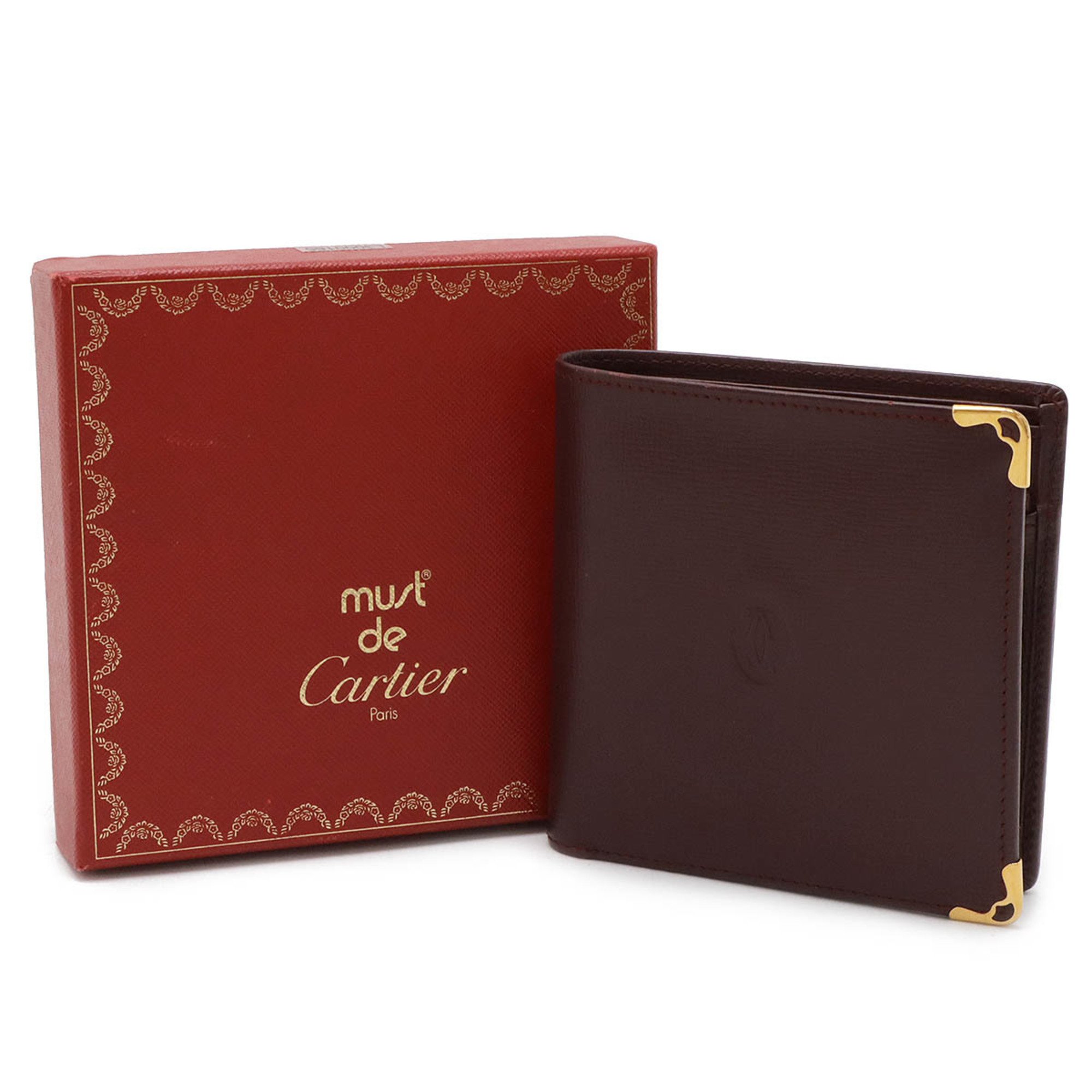 Cartier Must de Bi-fold Wallet Leather Bordeaux L3000165